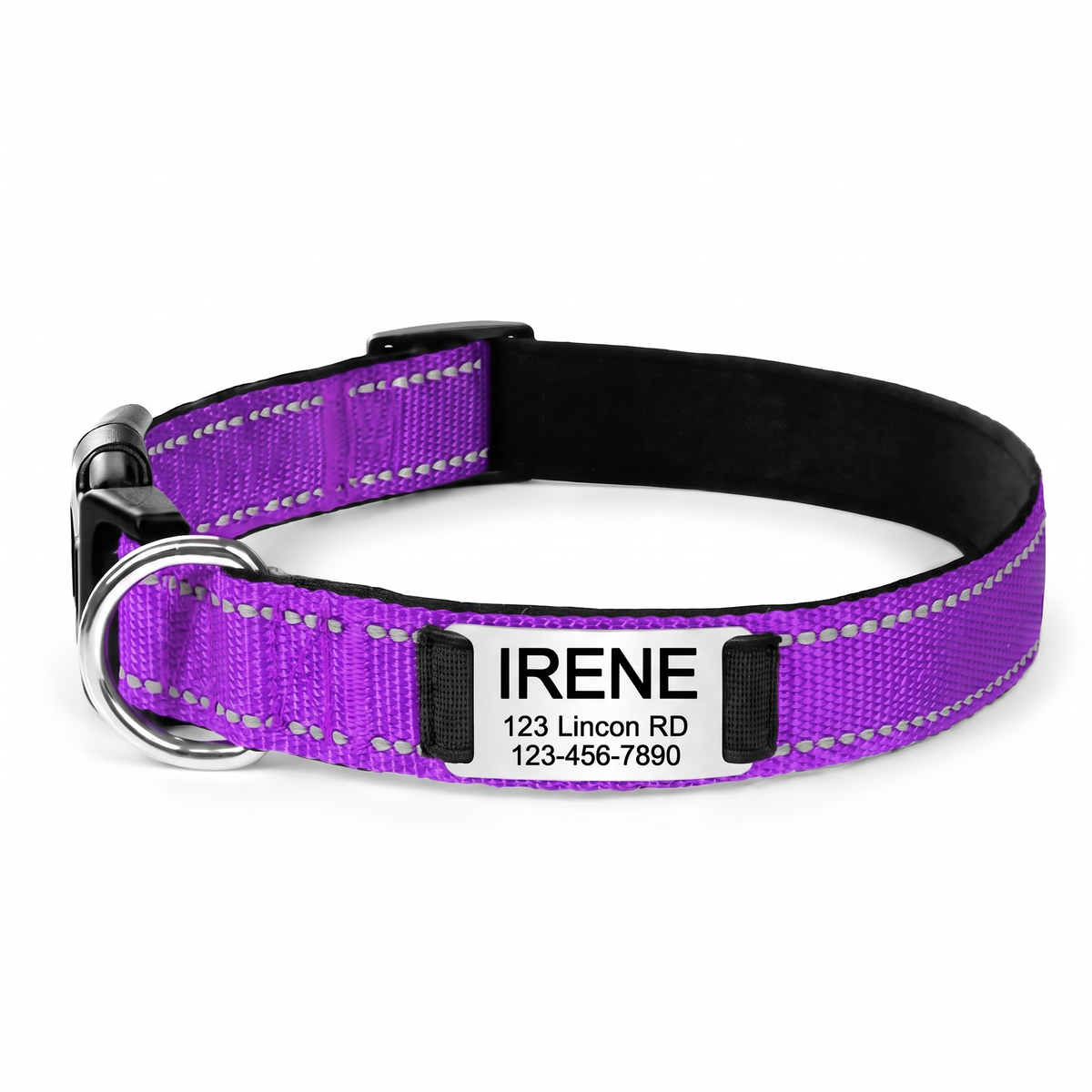 Personalized Nylon Dog Collar with Engraved Identification Plate