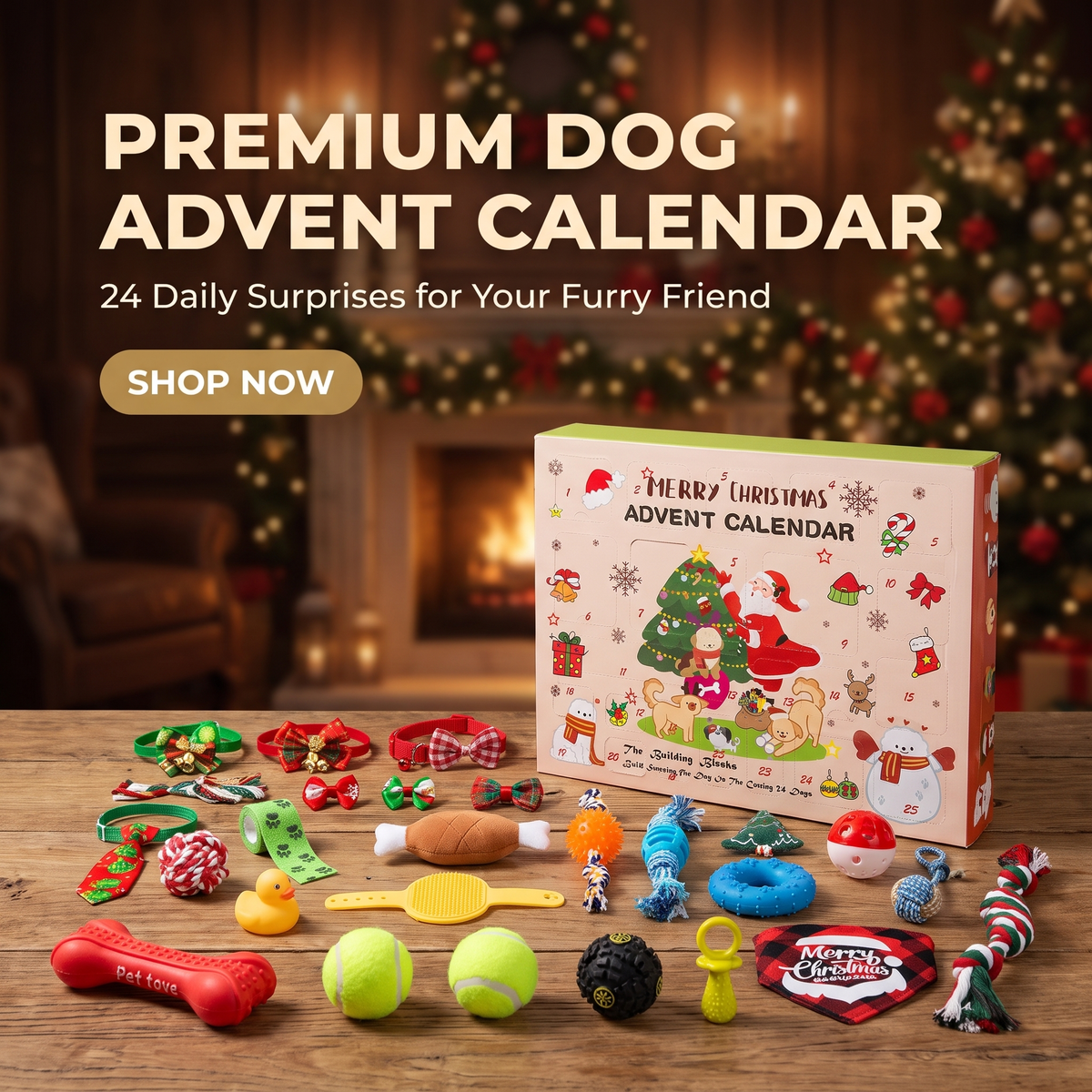 Christmas Dog Advent Calendar with Toys & Accessories