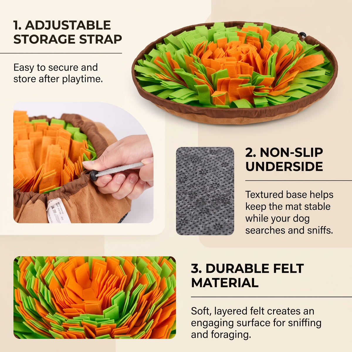 Interactive Dog Snuffle Mat for Nose Work & Treats