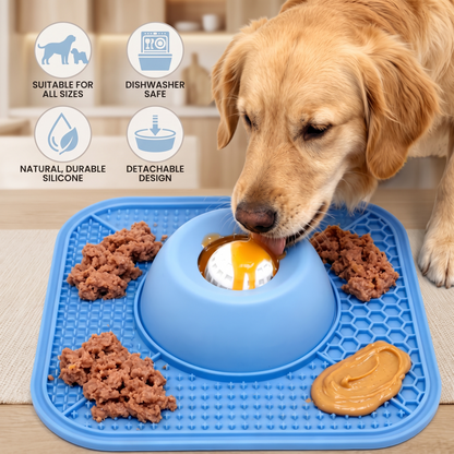 Dog Slow Feeder Bowl – Interactive Silicone Lick Mat