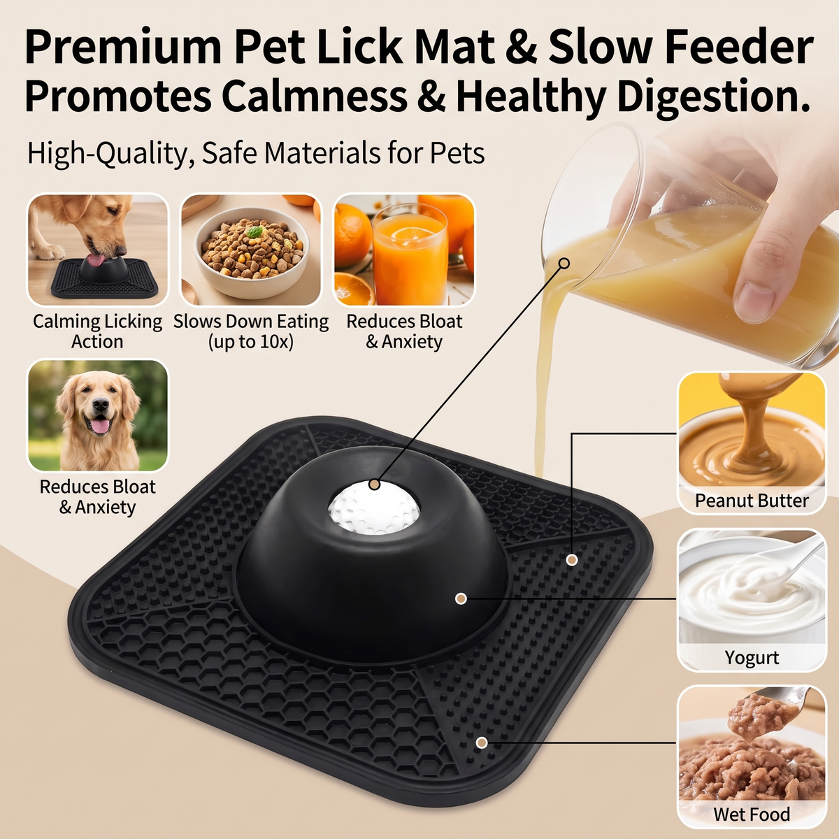 Dog Slow Feeder Bowl – Interactive Silicone Lick Mat