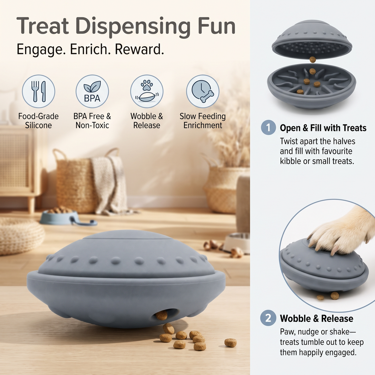 Dog Treat Dispensing Flying Saucer Toy