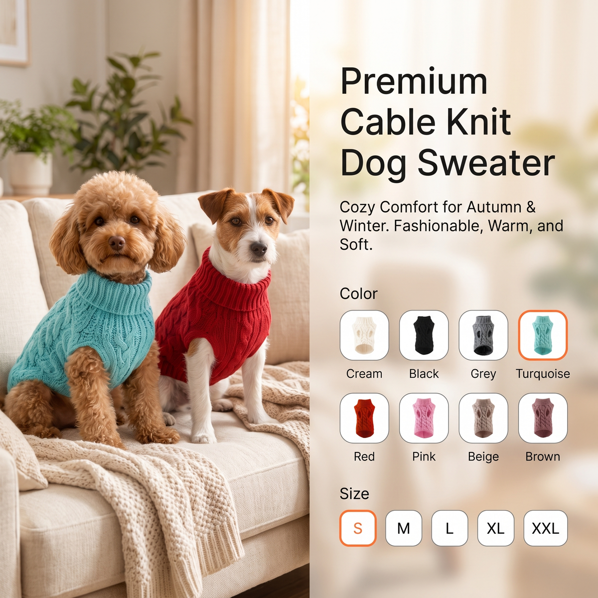 Cozy Cable Knit Dog Sweater – Warm Winter Pet Pullover