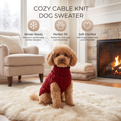 Cozy Cable Knit Dog Sweater – Warm Winter Pet Pullover