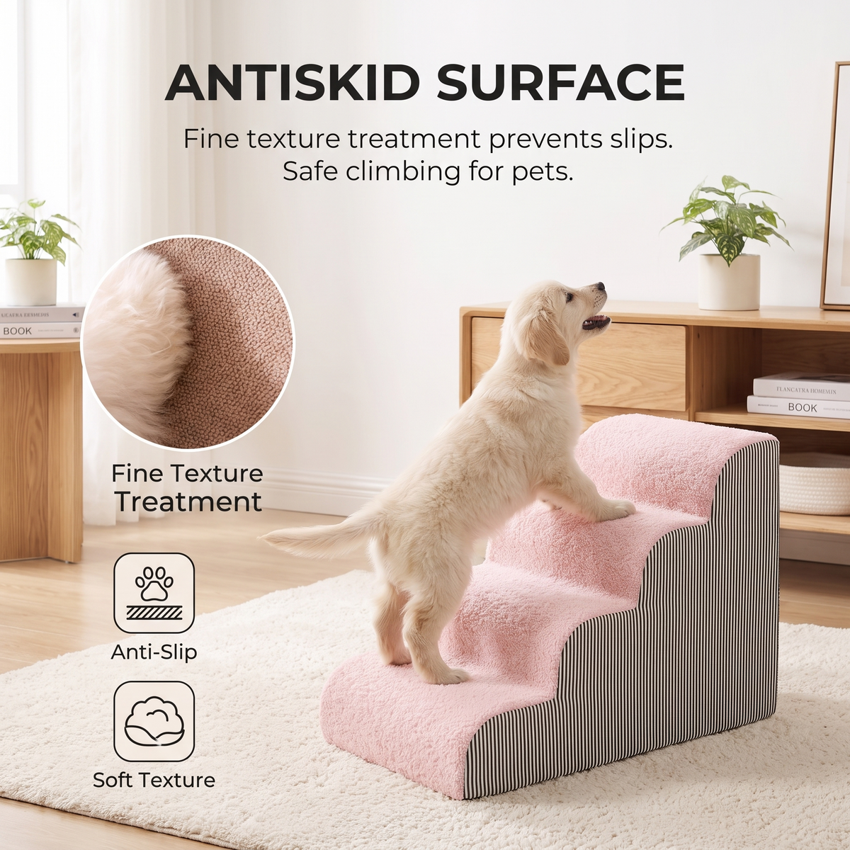 Soft Dog Steps for Bed – Indoor Pet Climbing Stairs