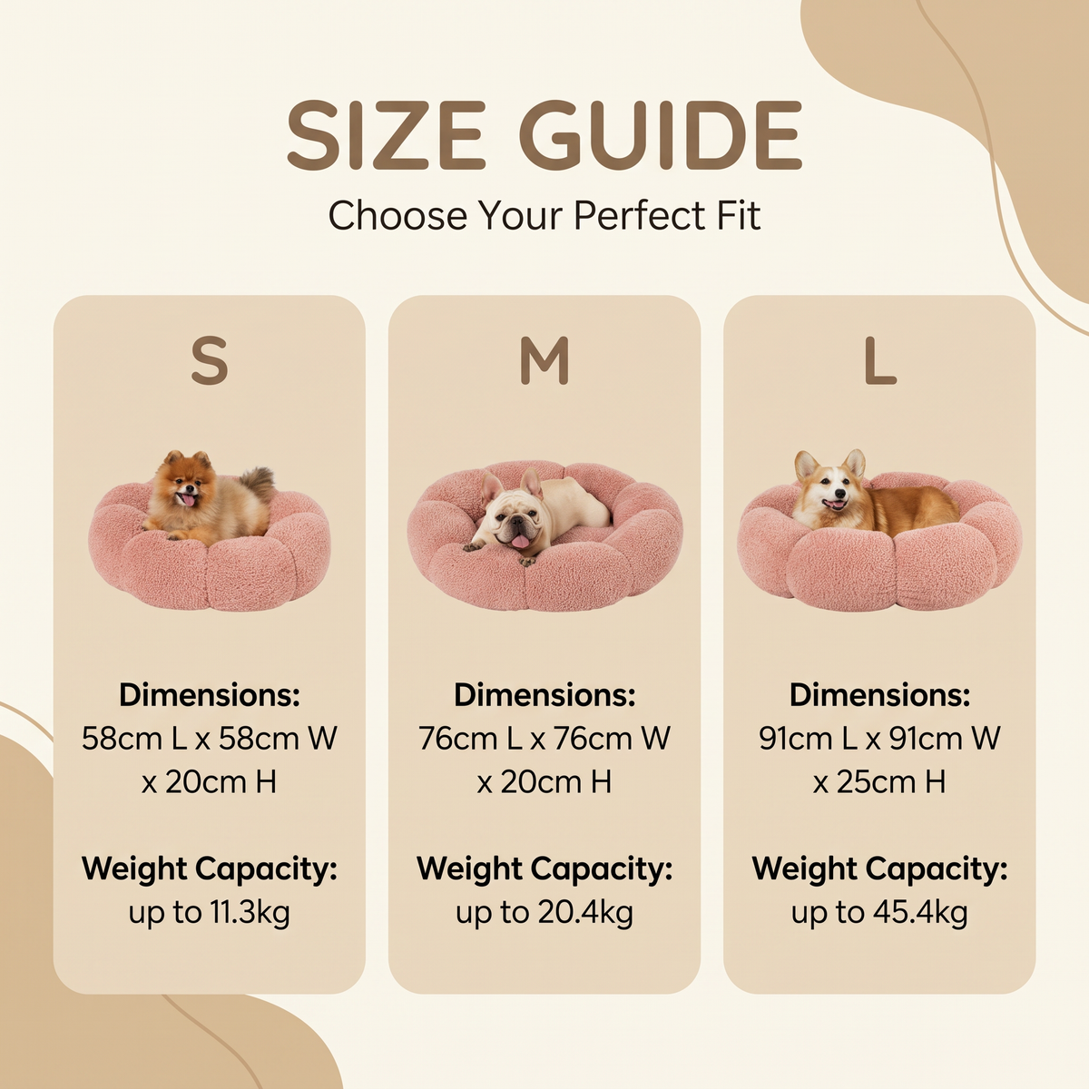 Plush Flower Dog Bed – Soft Round Calming Pet Sleeping Cushion